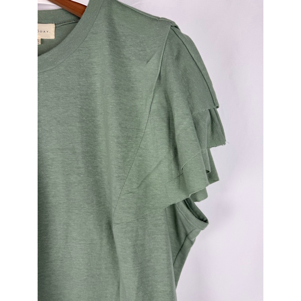 Women's Melloday Ruffle Sleeve T-Shirt Green Size XL $10 w/$25 purchase - Picture 3 of 5